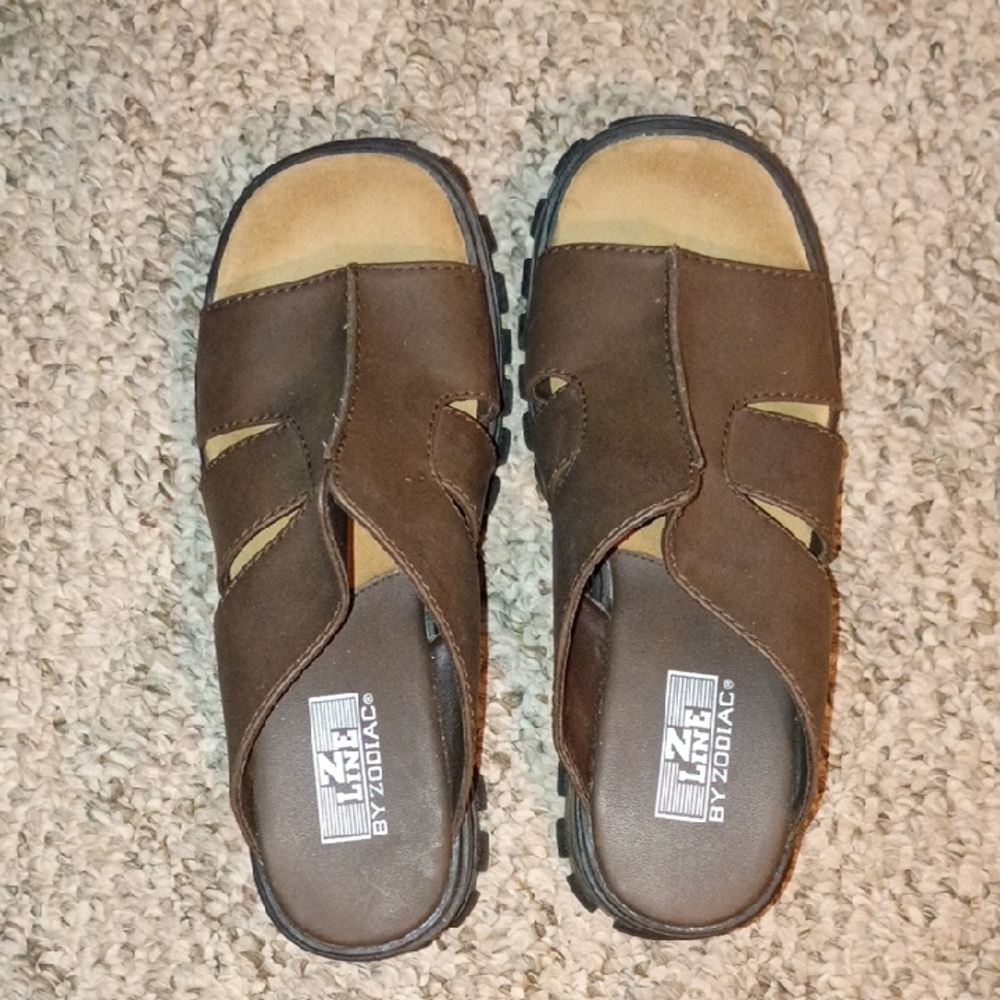 Zodiac Men's Tan and Brown Slide Sandals